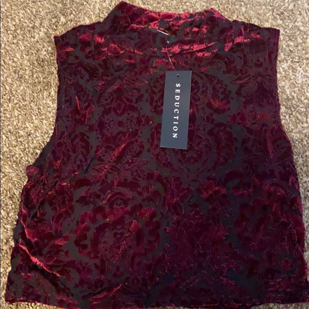 Velvet floral crop top